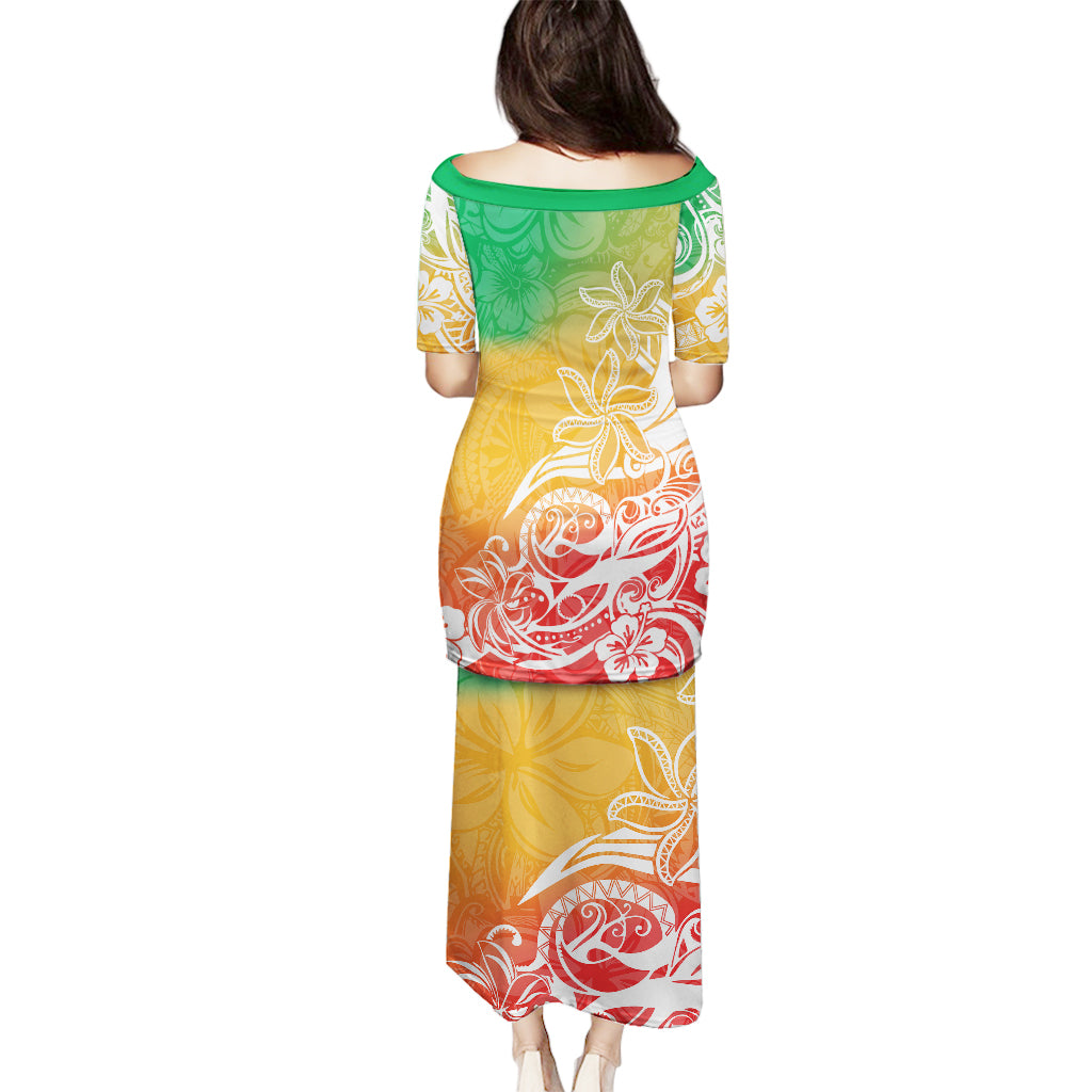 Polynesian Sunset Plumeria Puletasi Pacific Island Tribal Reggae Style LT9 - Polynesian Pride