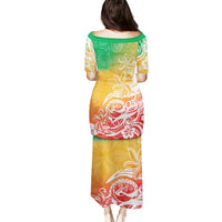 Polynesian Sunset Plumeria Puletasi Pacific Island Tribal Reggae Style LT9 - Polynesian Pride