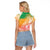 Polynesian Sunset Plumeria Raglan Cropped T Shirt Pacific Island Tribal Reggae Style LT9 - Polynesian Pride