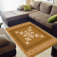 Hawaiian Quilt Block Design Area Rug Gold Hawaii Culture Motifs - Polynesian Pride