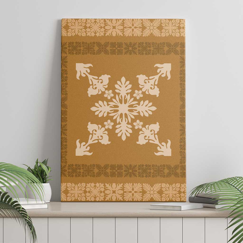 Hawaiian Quilt Block Design Canvas Wall Art Gold Hawaii Culture Motifs LT9 - Polynesian Pride