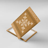 Hawaiian Quilt Block Design Canvas Wall Art Gold Hawaii Culture Motifs LT9 With Frame Gold - Polynesian Pride