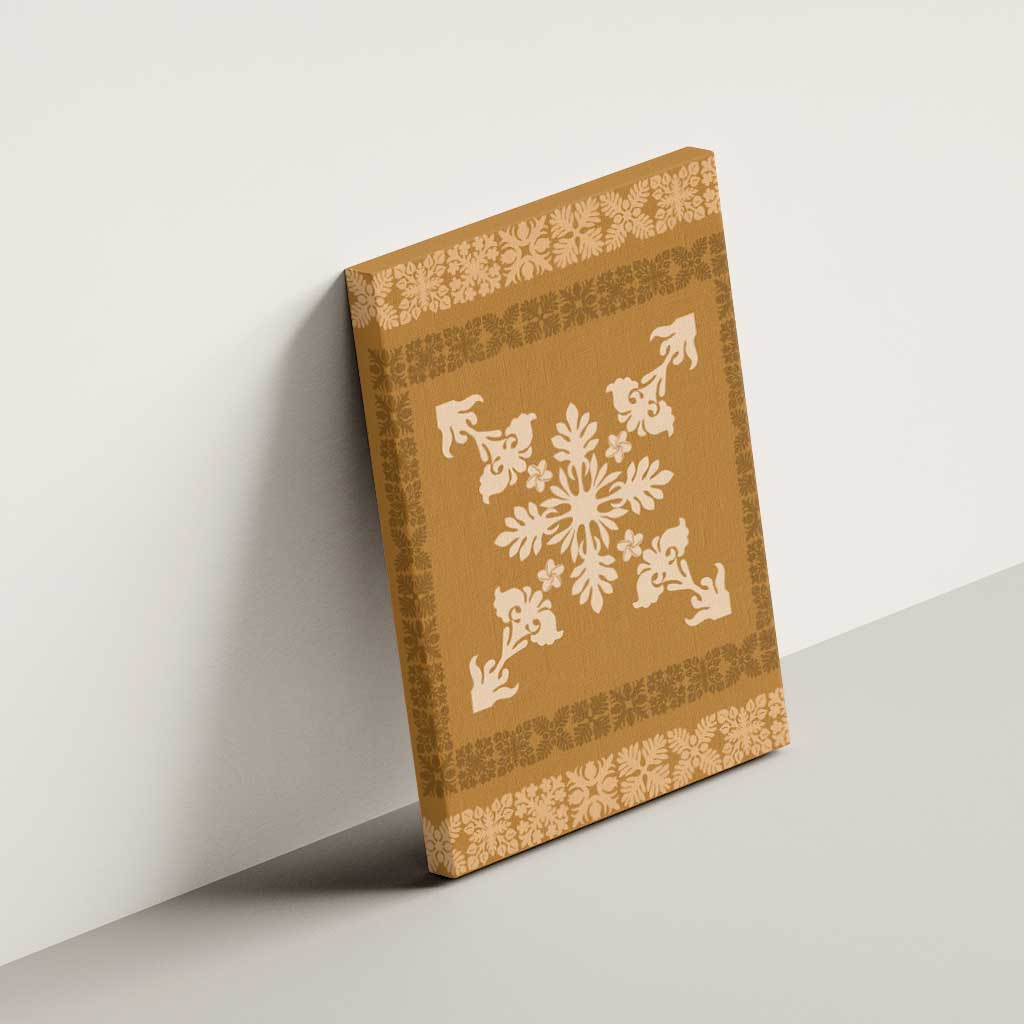 Hawaiian Quilt Block Design Canvas Wall Art Gold Hawaii Culture Motifs LT9 - Polynesian Pride