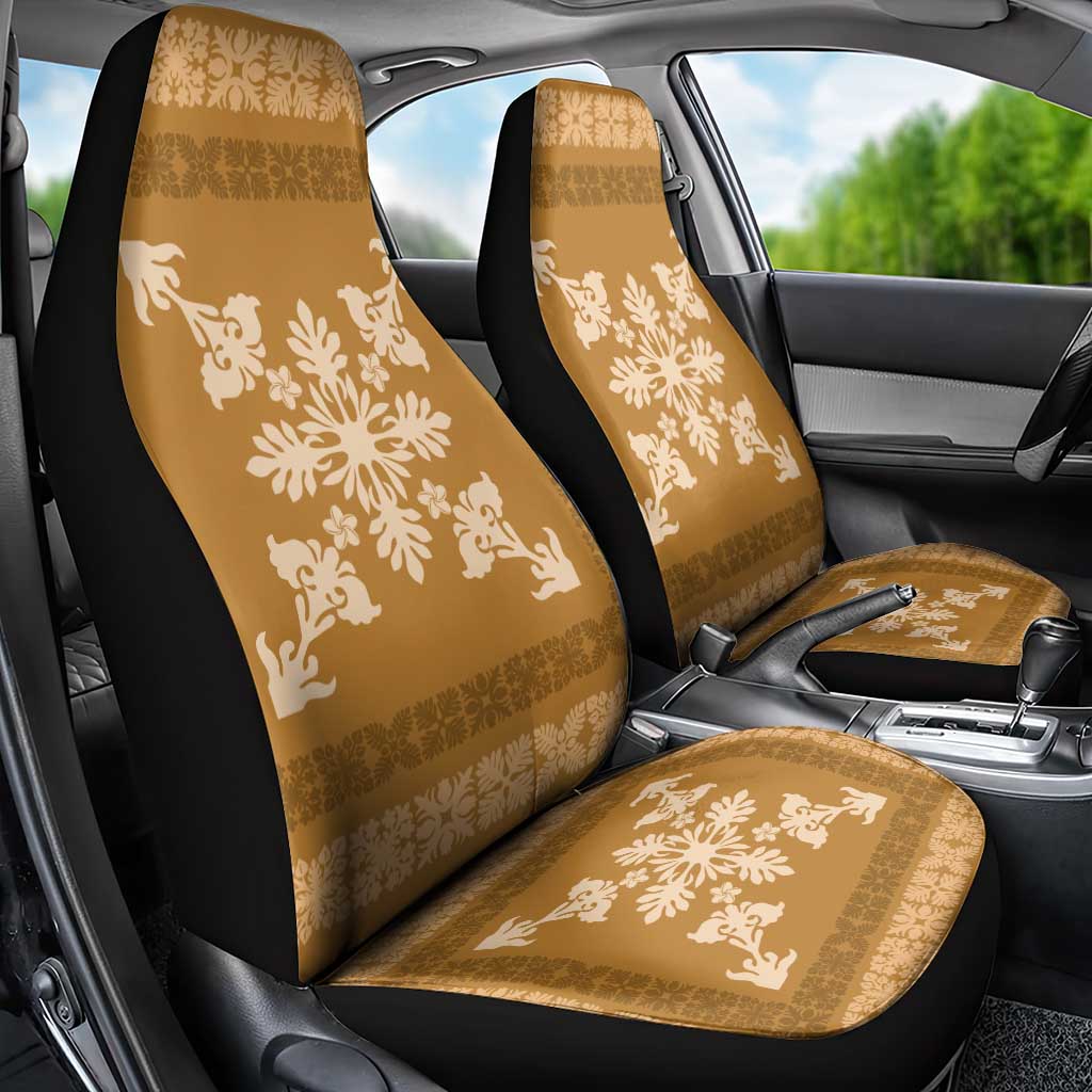 Hawaiian Quilt Block Design Car Seat Cover Gold Hawaii Culture Motifs - Polynesian Pride