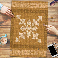 Hawaiian Quilt Block Design Puzzle Gold Hawaii Culture Motifs - Polynesian Pride