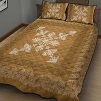 Hawaiian Quilt Block Design Quilt Bed Set Gold Hawaii Culture Motifs - Polynesian Pride