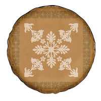 Hawaiian Quilt Block Design Spare Tire Cover Gold Hawaii Culture Motifs - Polynesian Pride