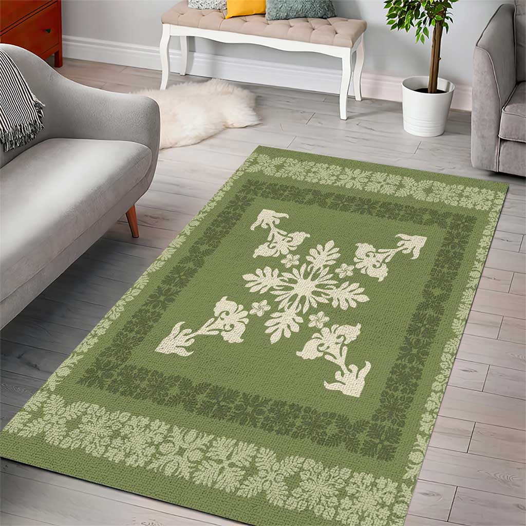 Hawaiian Quilt Block Design Area Rug Lime Hawaii Culture Motifs - Polynesian Pride