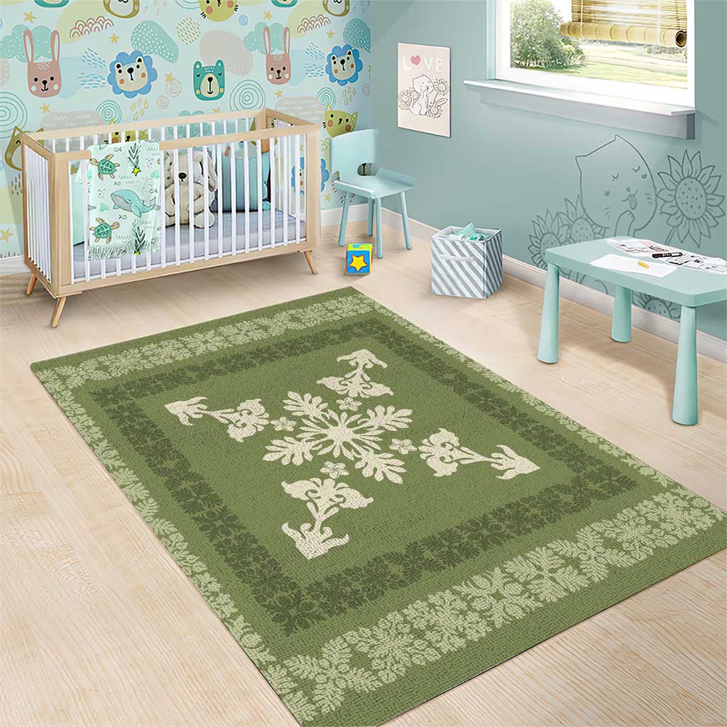 Hawaiian Quilt Block Design Area Rug Lime Hawaii Culture Motifs - Polynesian Pride