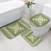 Hawaiian Quilt Block Design Bathroom Set Lime Hawaii Culture Motifs - Polynesian Pride