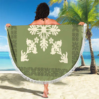 Hawaiian Quilt Block Design Beach Blanket Lime Hawaii Culture Motifs - Polynesian Pride