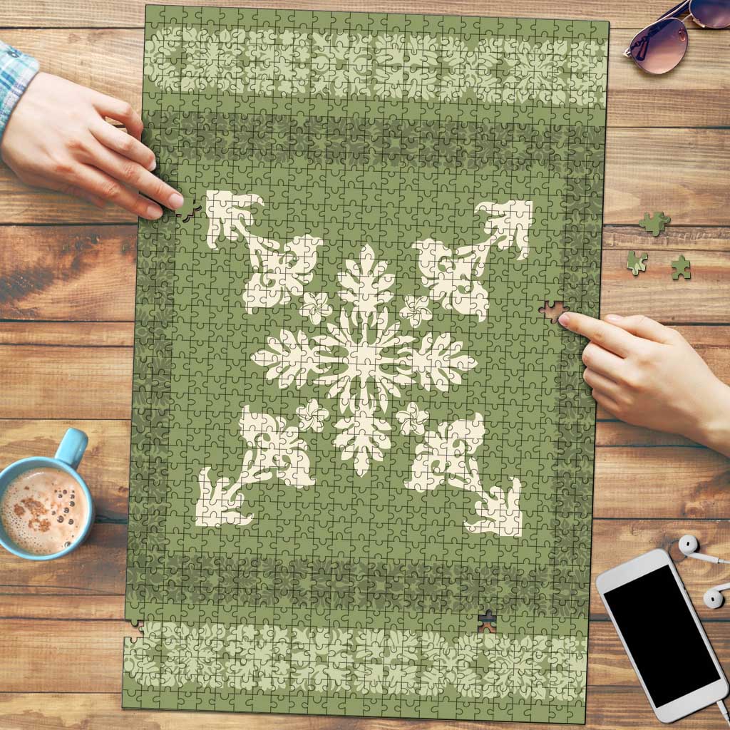 Hawaiian Quilt Block Design Puzzle Lime Hawaii Culture Motifs - Polynesian Pride