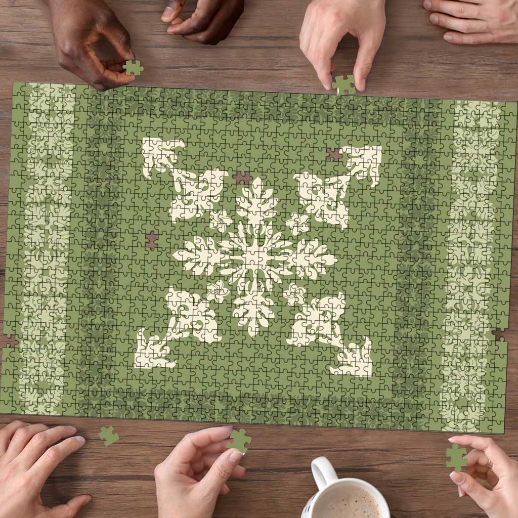 Hawaiian Quilt Block Design Puzzle Lime Hawaii Culture Motifs - Polynesian Pride
