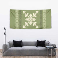 Hawaiian Quilt Block Design Tapestry Lime Hawaii Culture Motifs - Polynesian Pride
