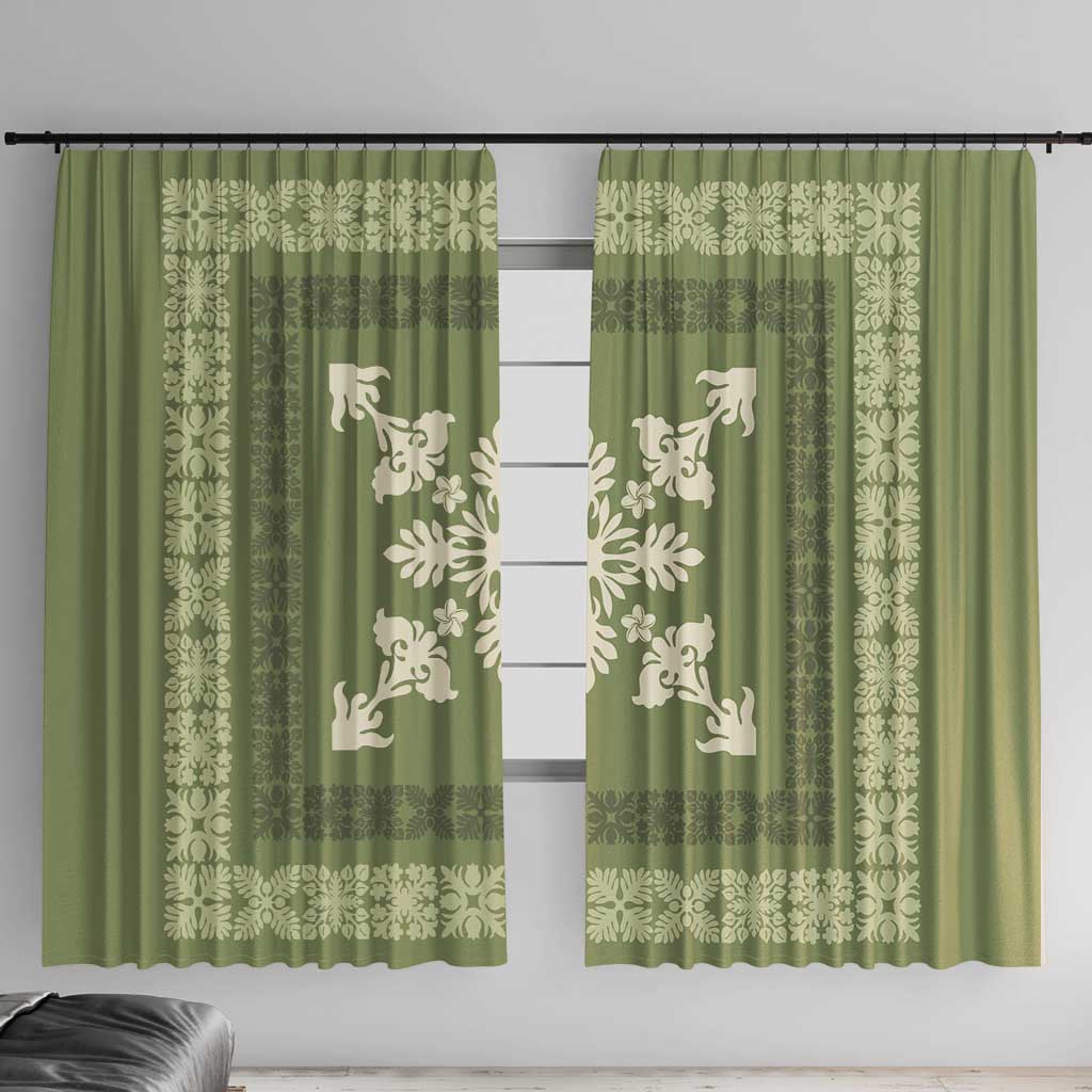 Hawaiian Quilt Block Design Window Curtain Lime Hawaii Culture Motifs - Polynesian Pride