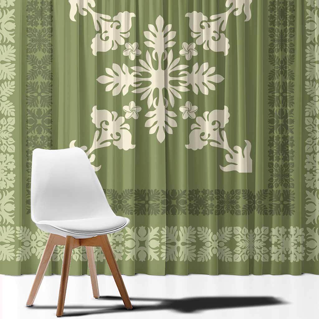 Hawaiian Quilt Block Design Window Curtain Lime Hawaii Culture Motifs - Polynesian Pride