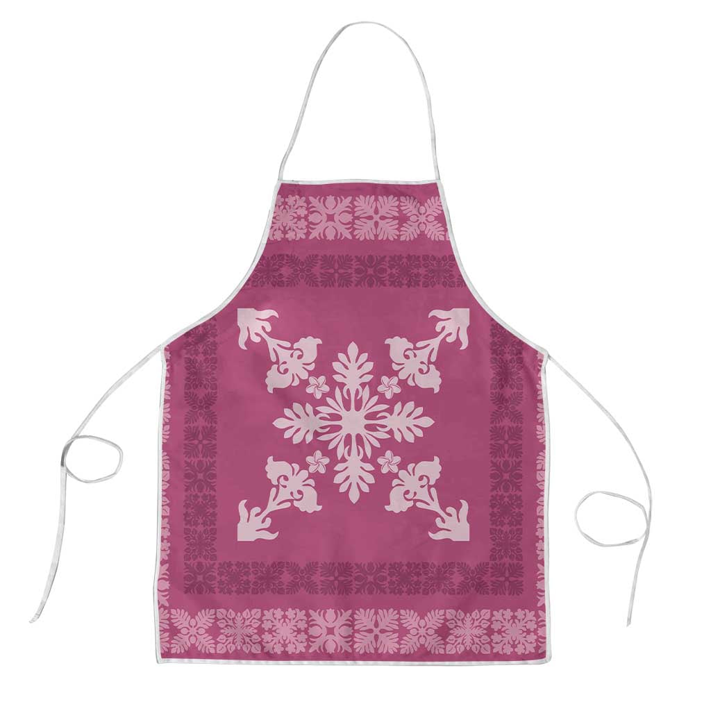 Hawaiian Quilt Block Design Apron Pink Hawaii Culture Motifs - Polynesian Pride