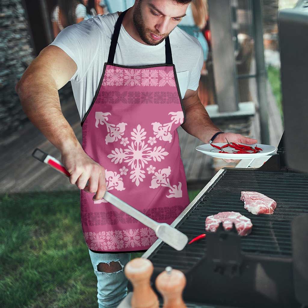 Hawaiian Quilt Block Design Apron Pink Hawaii Culture Motifs - Polynesian Pride