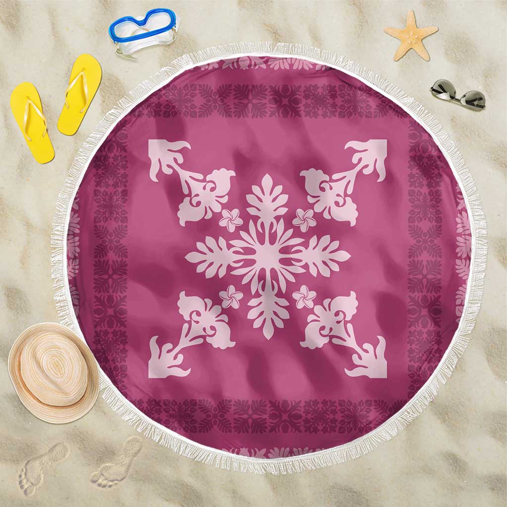 Hawaiian Quilt Block Design Beach Blanket Pink Hawaii Culture Motifs - Polynesian Pride