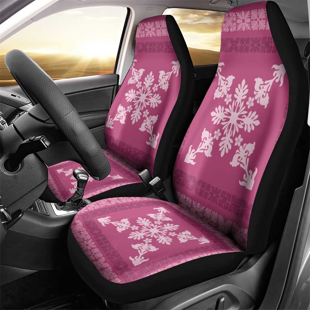 Hawaiian Quilt Block Design Car Seat Cover Pink Hawaii Culture Motifs - Polynesian Pride