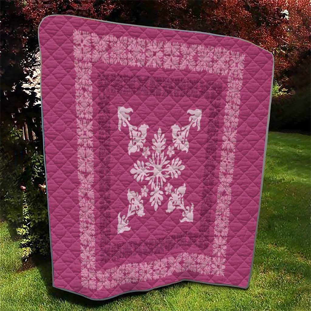 Hawaiian Quilt Block Design Quilt Pink Hawaii Culture Motifs - Polynesian Pride