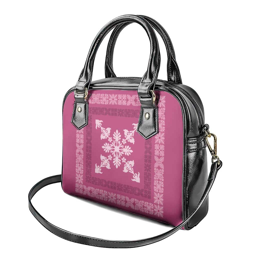 Hawaiian Quilt Block Design Shoulder Handbag Pink Hawaii Culture Motifs - Polynesian Pride