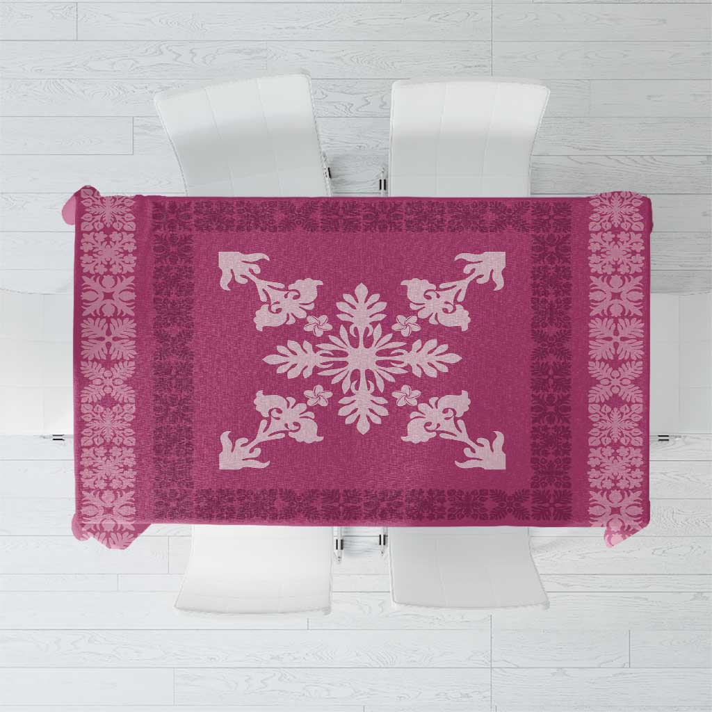 Hawaiian Quilt Block Design Tablecloth Pink Hawaii Culture Motifs - Polynesian Pride
