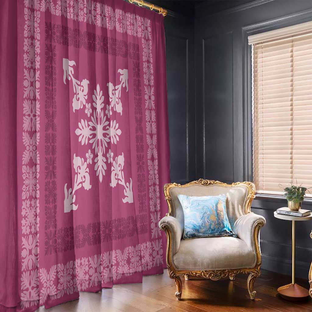Hawaiian Quilt Block Design Window Curtain Pink Hawaii Culture Motifs - Polynesian Pride