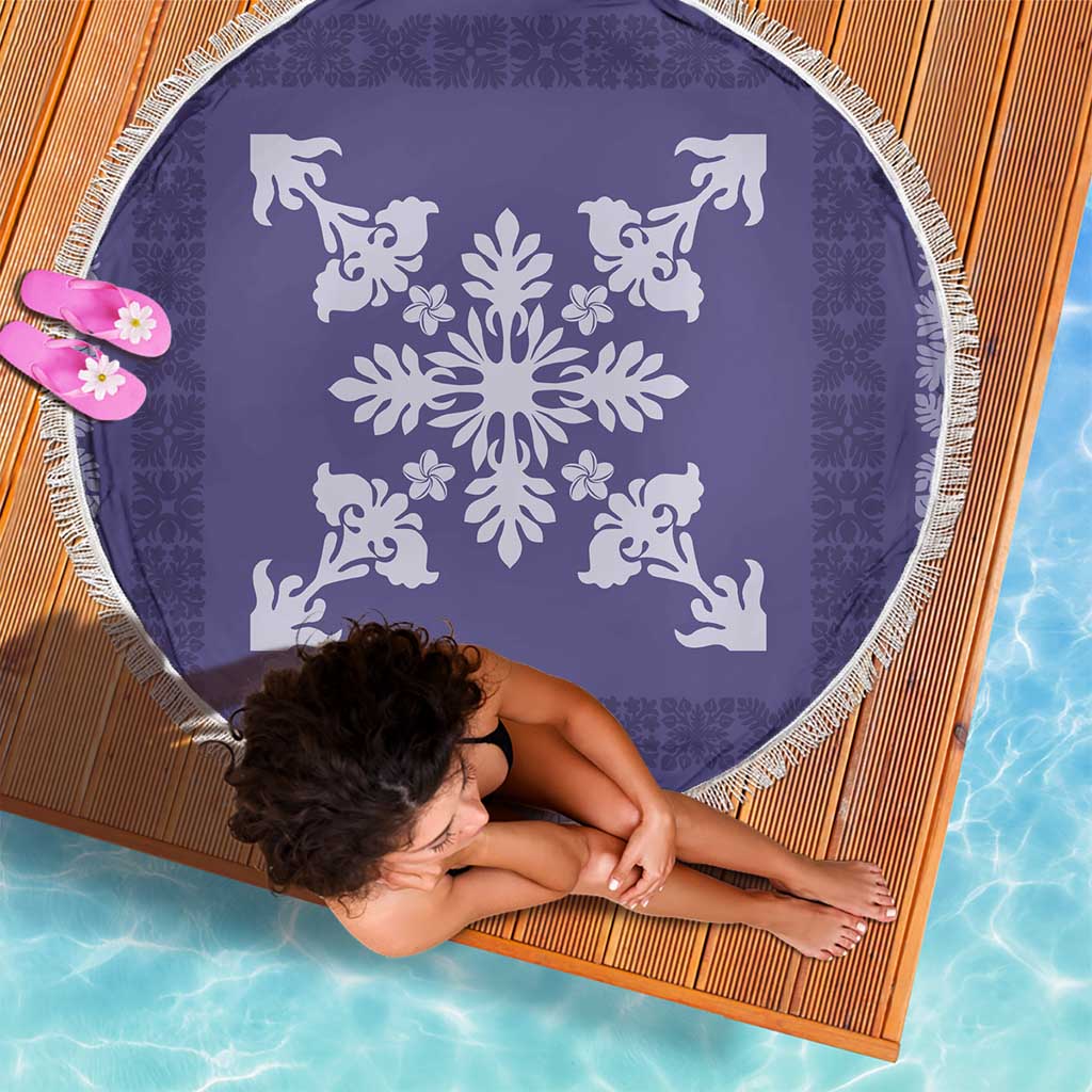 Hawaiian Quilt Block Design Beach Blanket Purple Hawaii Culture Motifs - Polynesian Pride