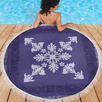 Hawaiian Quilt Block Design Beach Blanket Purple Hawaii Culture Motifs - Polynesian Pride