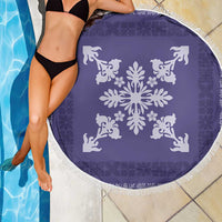 Hawaiian Quilt Block Design Beach Blanket Purple Hawaii Culture Motifs - Polynesian Pride