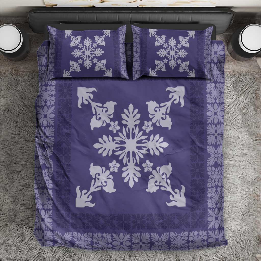 Hawaiian Quilt Block Design Bedding Set Purple Hawaii Culture Motifs - Polynesian Pride