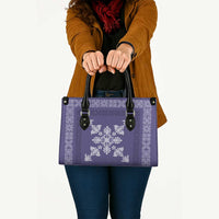 Hawaiian Quilt Block Design Leather Bag Purple Hawaii Culture Motifs LT9 - Polynesian Pride