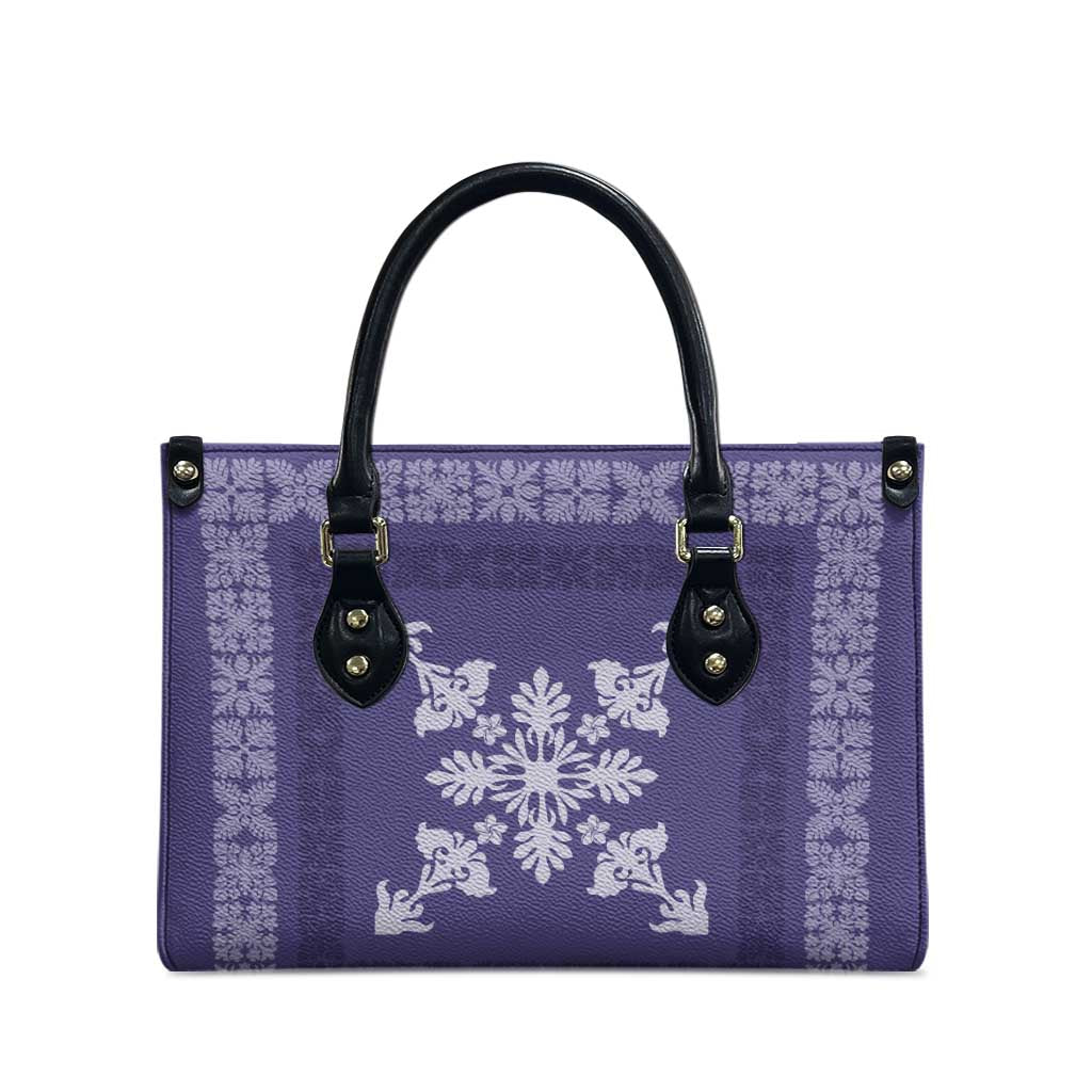 Hawaiian Quilt Block Design Leather Bag Purple Hawaii Culture Motifs LT9 - Polynesian Pride