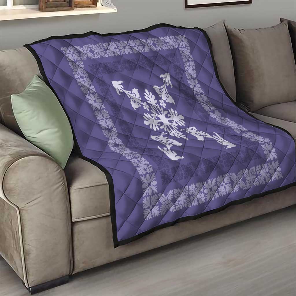 Hawaiian Quilt Block Design Quilt Purple Hawaii Culture Motifs - Polynesian Pride