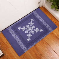 Hawaiian Quilt Block Design Rubber Doormat Purple Hawaii Culture Motifs LT9 - Polynesian Pride