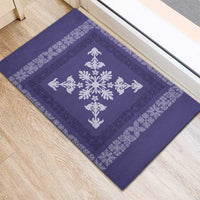 Hawaiian Quilt Block Design Rubber Doormat Purple Hawaii Culture Motifs LT9 - Polynesian Pride