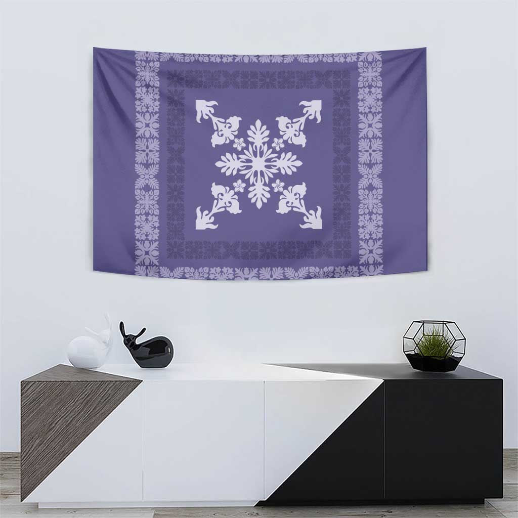 Hawaiian Quilt Block Design Tapestry Purple Hawaii Culture Motifs - Polynesian Pride