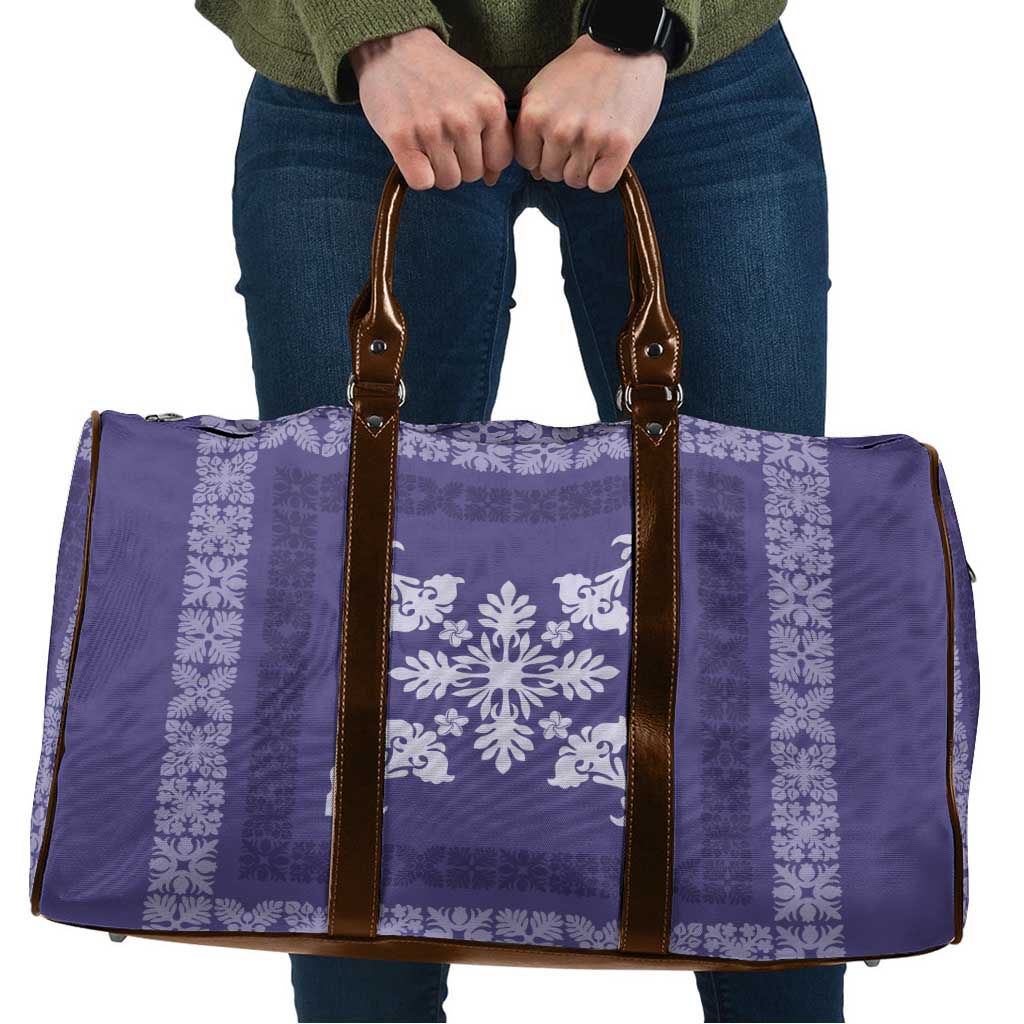 Hawaiian Quilt Block Design Travel Bag Purple Hawaii Culture Motifs - Polynesian Pride
