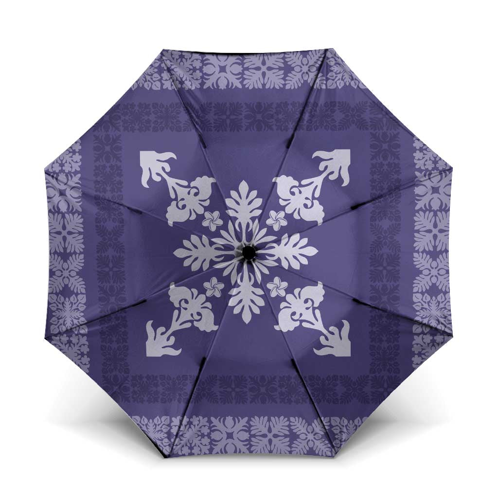 Hawaiian Quilt Block Design Umbrella Purple Hawaii Culture Motifs - Polynesian Pride