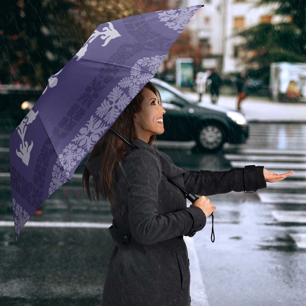 Hawaiian Quilt Block Design Umbrella Purple Hawaii Culture Motifs - Polynesian Pride