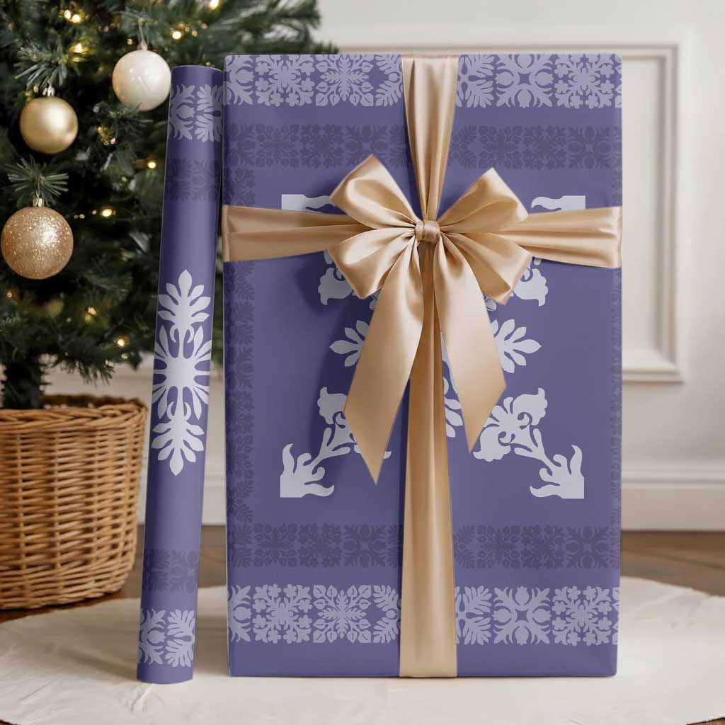Hawaiian Quilt Block Design Wrapping Paper Purple Hawaii Culture Motifs - Polynesian Pride
