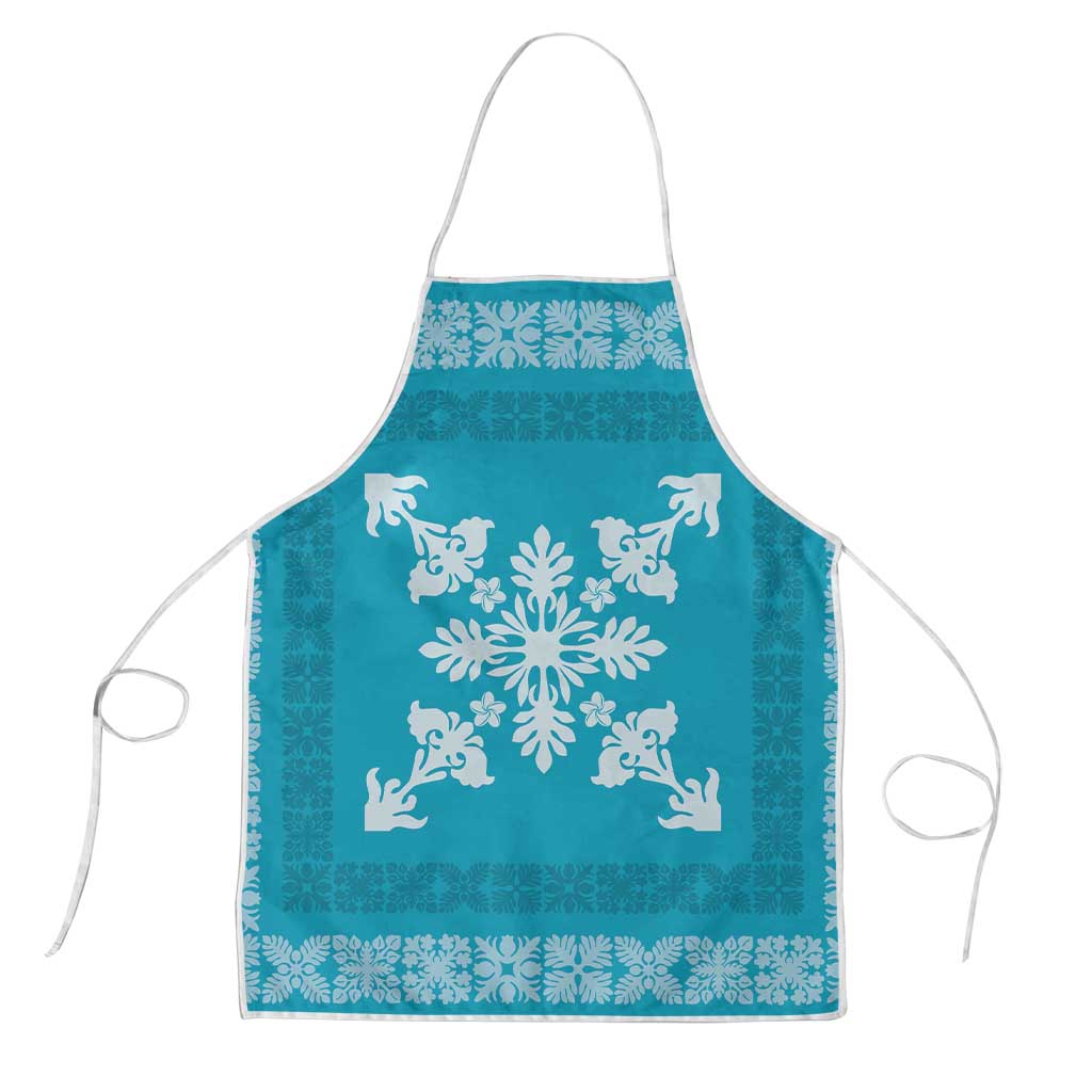 Hawaiian Quilt Block Design Apron Teal Hawaii Culture Motifs - Polynesian Pride