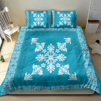 Hawaiian Quilt Block Design Bedding Set Teal Hawaii Culture Motifs LT9 - Polynesian Pride