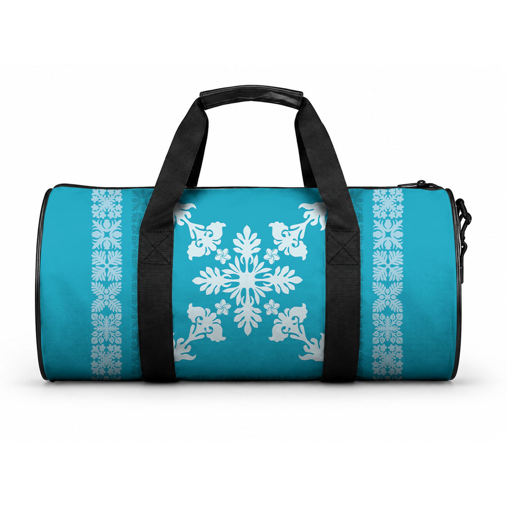 Hawaiian Quilt Block Design Duffle Bag Teal Hawaii Culture Motifs LT9 One size Teal - Polynesian Pride