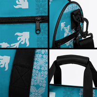 Hawaiian Quilt Block Design Duffle Bag Teal Hawaii Culture Motifs LT9 - Polynesian Pride