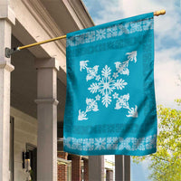 Hawaiian Quilt Block Design Garden Flag Teal Hawaii Culture Motifs LT9 House Flag Teal - Polynesian Pride