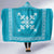 Hawaiian Quilt Block Design Hooded Blanket Teal Hawaii Culture Motifs - Polynesian Pride