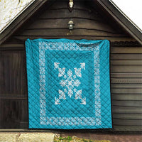 Hawaiian Quilt Block Design Quilt Teal Hawaii Culture Motifs - Polynesian Pride