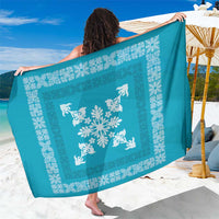 Hawaiian Quilt Block Design Sarong Teal Hawaii Culture Motifs - Polynesian Pride